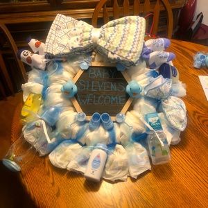 Girl or boy baby diaper door wreath newborn arrival gift
